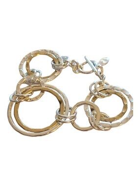 Silver & Gold-Tone Interlocking Circle Bracelet